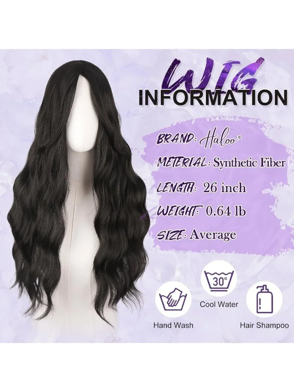 Women's Dark Brown 26 Inch Heat Resistant Curtain Bangs Long Wavy Wigs
